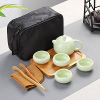 Дорожный, походный  набор для чайной церемонии 8 предметов: чайник, 4 чашки, подставка, щипцы